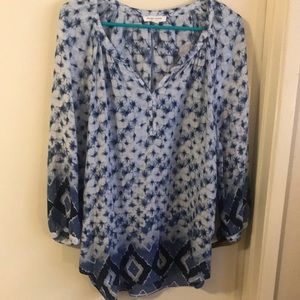 Beach Lunch Lounge Womens Blue & White Tie Dye Top SZ Medium